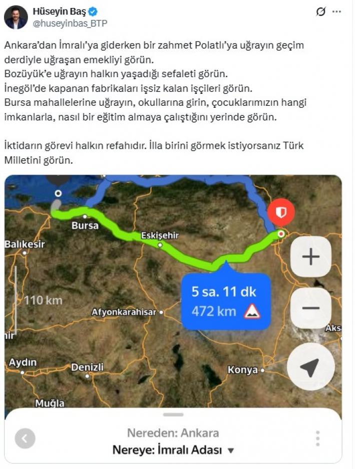 BTP lideri Hüseyin Baş ’tan İmralı tepkisi